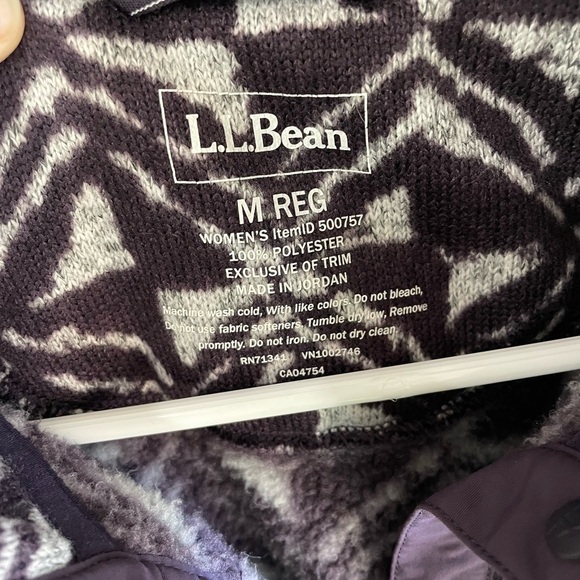 L.L. Bean Retro Geo Print Sweater Fleece Pullover - Dark Purple - Size Medium - Picture 9 of 12